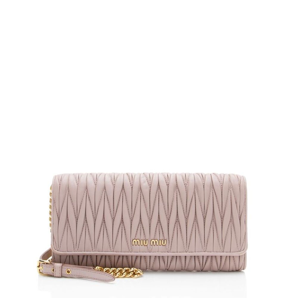 Miu Miu Matelasse Leather Chain Wallet